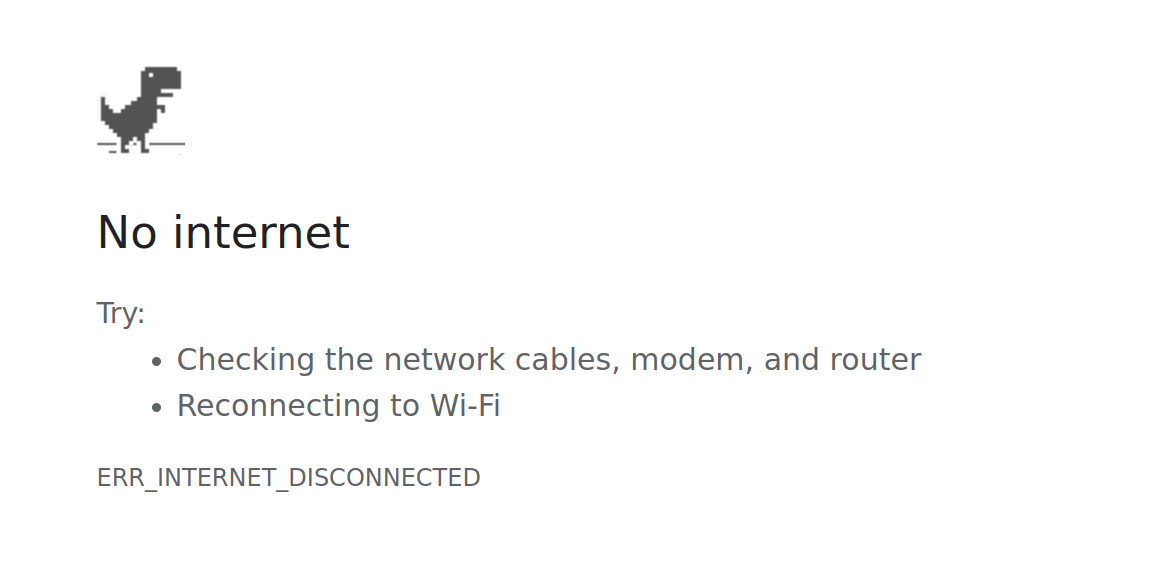 Screenshot of Chrome's offline error page